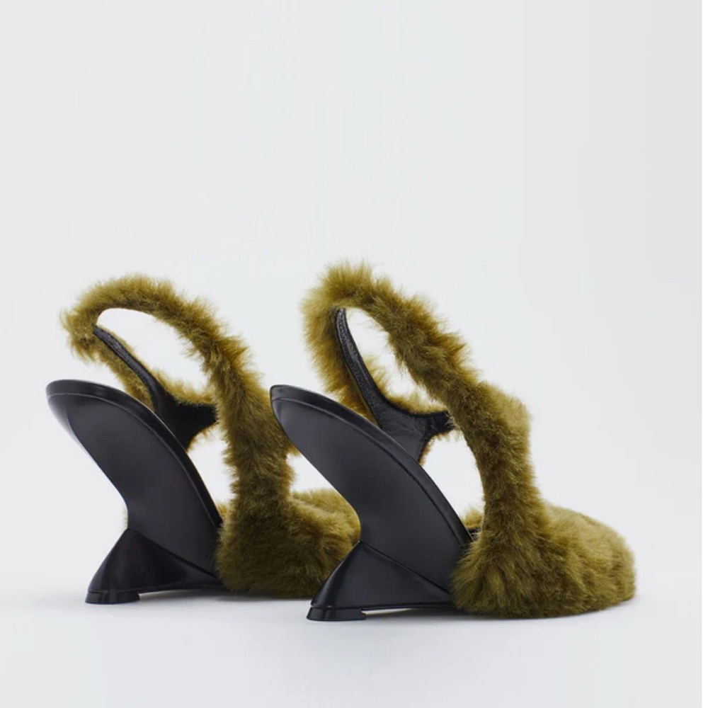 Brandon Blackwood Green and Black Sculptural Heels